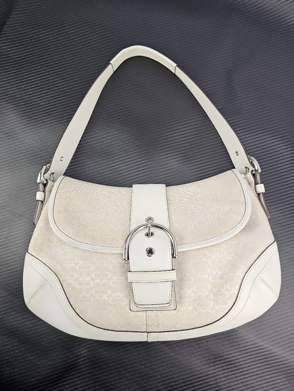 Coach Vintage Y2K Soho Signature Flap Shoulder Bag #J3J-6808 Ivory